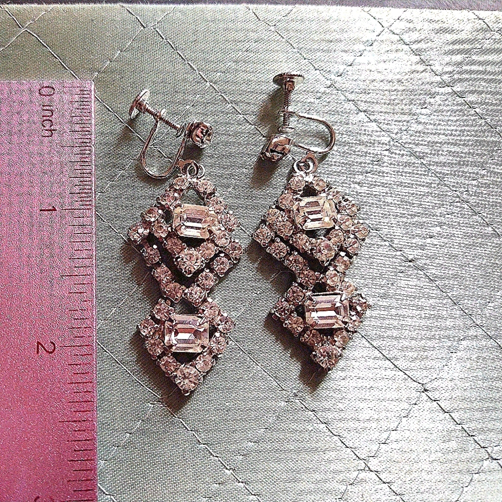 Vintage rhinestone screw back earrings